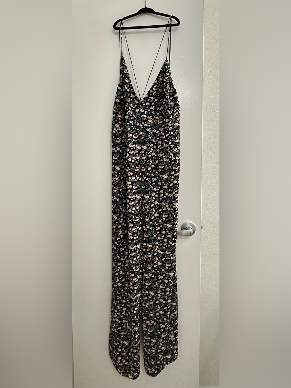 Abercrombie & Fitch Black Floral Jumpsuit with Pink Accents